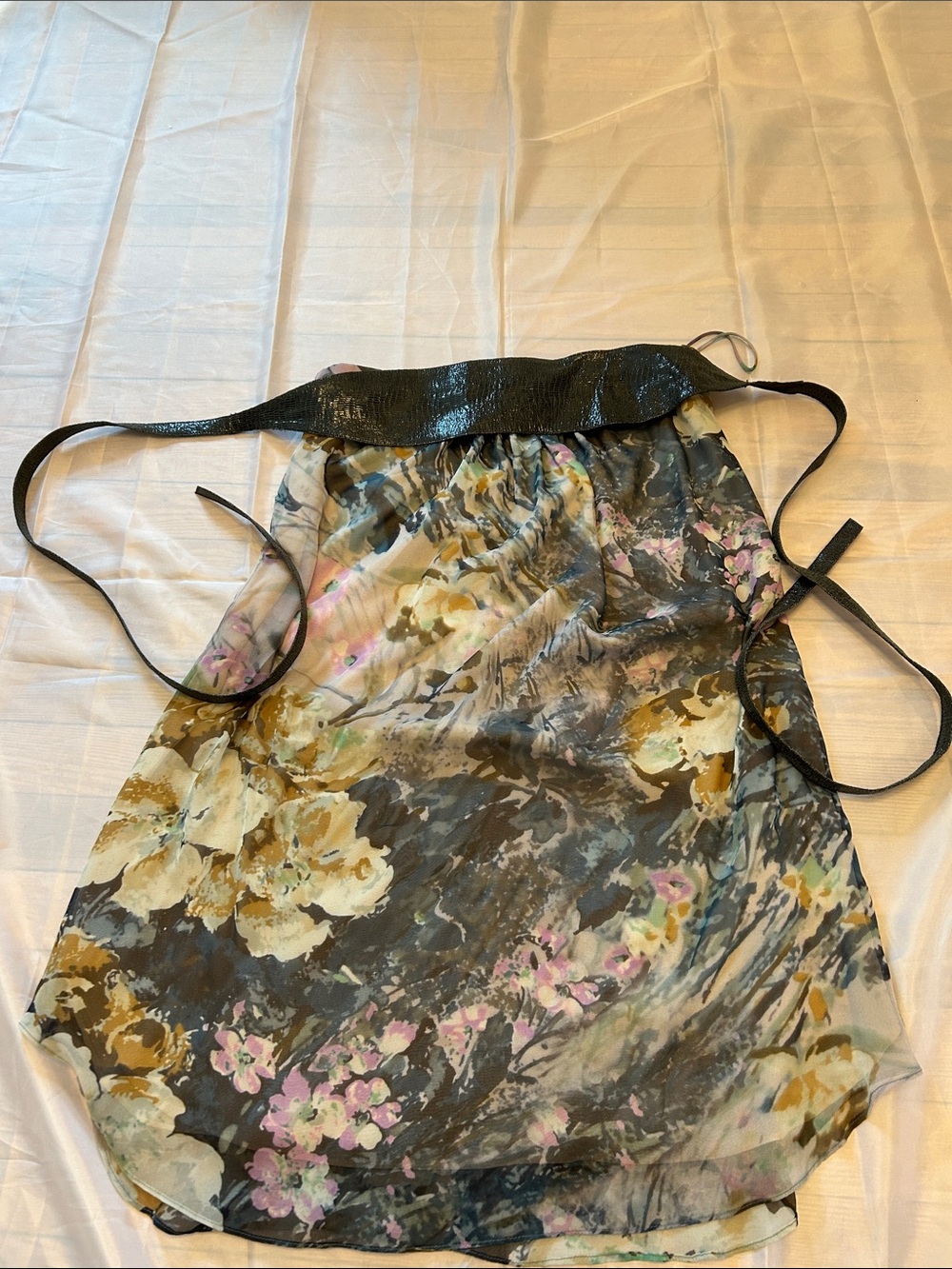 Haute Hippie Floral A-Line Skirt in Olive, Pink & Cream - Picture 7 of 13